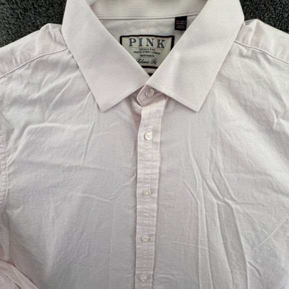 Thomas Pink Other - Thomas Pink Bulldog Long Sleeve Button Up Shirt Adult Size 17.5 35.5 Pink Check
